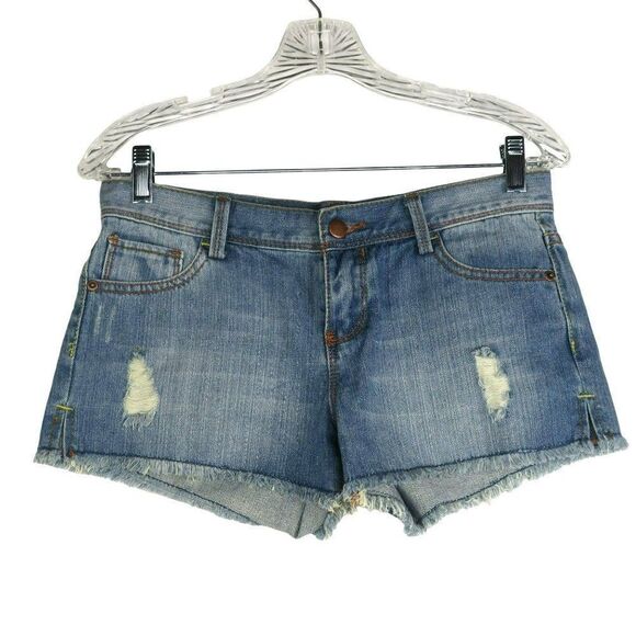 Forever 21 Distressed Cutt-Off Jean Shorts Women's Size 26 Medium Wash Blue Deni - Picture 1 of 9